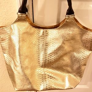 Neiman Marcus gold snakeskin bag